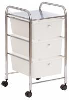 Столик c 3 ящиками для хранения  NY-3296-3 металл/пластик, 33*39*65 см, хром/белый