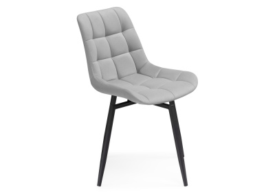 Стул на металлокаркасе Челси крутящийся велюр светло-серый / черный. Фото