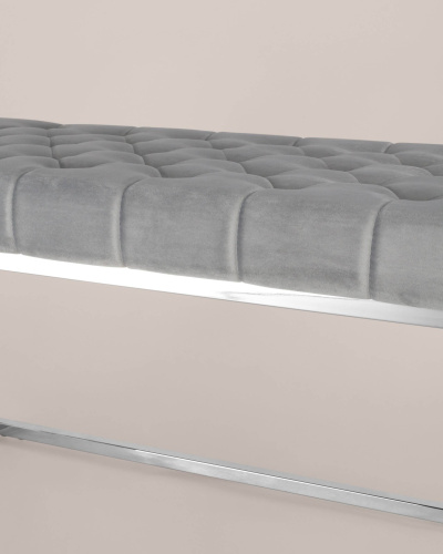 Банкетка ИНСИГНИЯ велюр серый сталь серебро. Фото №5