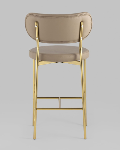 Стул полубарный Барбара экокожа бежевая золотые ножки. Фото №6