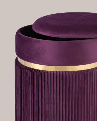 Пуф Миранда с ящиком велюр сливовый фото Пуф Миранда с ящиком велюр сливовый. Фото №5