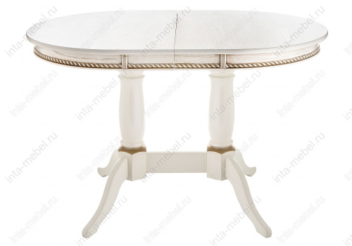 Стол деревянный Кантри 120 молочный с золотой патиной. Фото №4