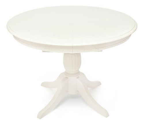 Стол обеденный LEONARDO (Леонардо) дерево гевея/мдф, 1067x1067+457x760, pure white (402). Фото №1