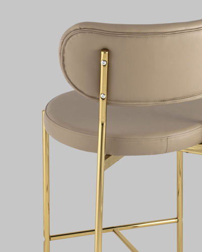 Стул полубарный Барбара экокожа бежевая золотые ножки. Фото №8