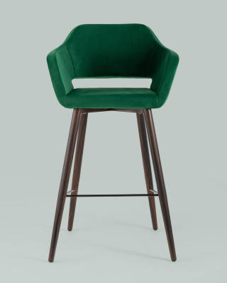 Стул барный Саймон велюр темно-зеленый. Фото