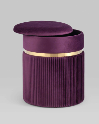 Пуф Миранда с ящиком велюр сливовый фото Пуф Миранда с ящиком велюр сливовый. Фото №4