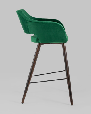 Стул барный Саймон велюр темно-зеленый. Фото