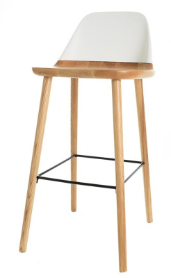 Барный стул BS-S123A белый/бук. Фото