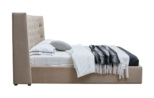 Кровать 1726 BEIGE бежевая с ящиком для белья. Фото №13