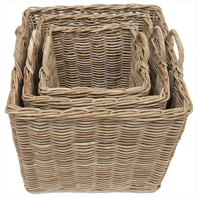 Корзина Secret De Maison Nambo (набор из 3 штук)  натуральный ротанг, 57*57*50/58, 47*57*47/55, 36*36*43/50 см, Натуральный Кубу / Natural K. Фото