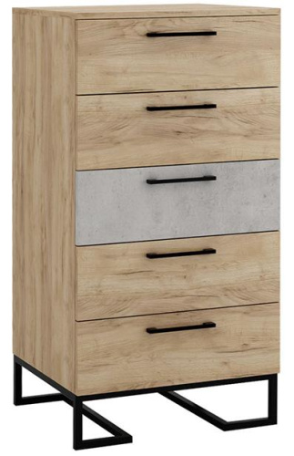 Комод с 5 ящиками Loft Дуб натур/Бетон. Фото №1