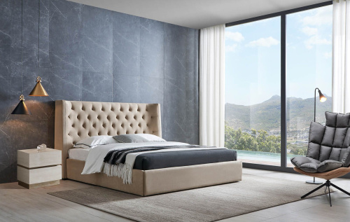 Кровать 1726 BEIGE бежевая с ящиком для белья. Фото №8