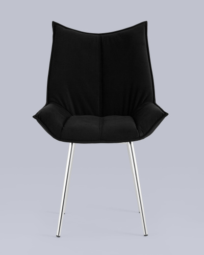 Стул Осло велюр черный ножки хромированные. Фото №5