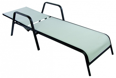 Шезлонг с регулируемой спинкой и подлокотниками NEAPOL Черный фото Шезлонг с регулируемой спинкой и подлокотниками NEAPOL Черный. Фото