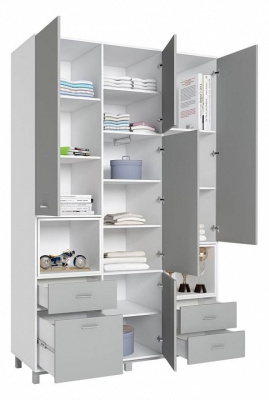 Шкаф комбинированный Polini kids Mirum 2330, белый. Фото