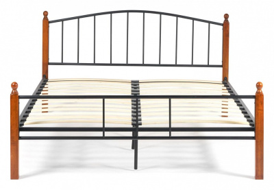 Кровать AT-915 Wood slat base дерево гевея/металл, 160*200 см (Queen bed), красный дуб/черный фото Кровать AT-915 Wood slat base дерево гевея/металл, 160*200 см (Queen bed), красный дуб/черный. Фото №2