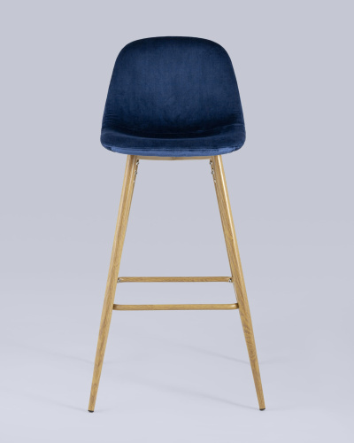 Стул барный Валенсия велюр синий ножки цвет дерево. Фото №5