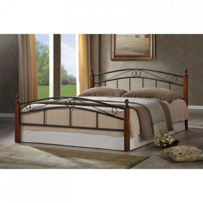 Кровать AT-8077 дерево гевея/металл, 120*200 см (middle bed), красный дуб/черный фото Кровать AT-8077 дерево гевея/металл, 120*200 см (middle bed), красный дуб/черный. Фото №2