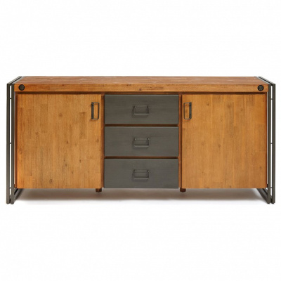 Комод Secret De Maison CITY ( mod. CTY D01ABOIS2-180 ) металл/дерево акация, 180х45х80см, коричневый дым (smoke brown B034). Фото №2