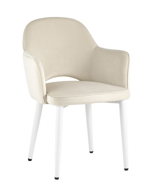 Стул Венера велюр кремовый ножки белые. Фото №2