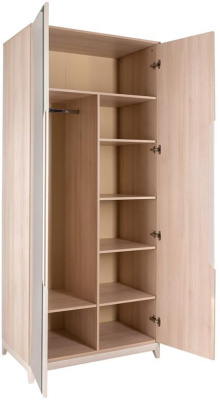 Шкаф двухстворчатый с зеркалами Сканди Жемчужно-белый. Фото