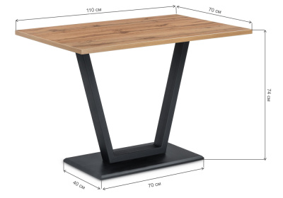 Стол деревянный Мичиган Лофт 25 мм дуб вотан / черный матовый. Фото