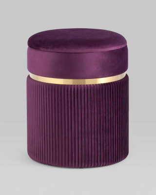 Пуф Миранда с ящиком велюр сливовый фото Пуф Миранда с ящиком велюр сливовый. Фото №3